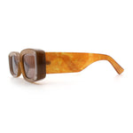 Womens Beveled Rectangle Mod Thick Plastic Fashion Sunglasses