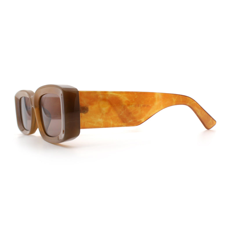 Womens Beveled Rectangle Mod Thick Plastic Fashion Sunglasses