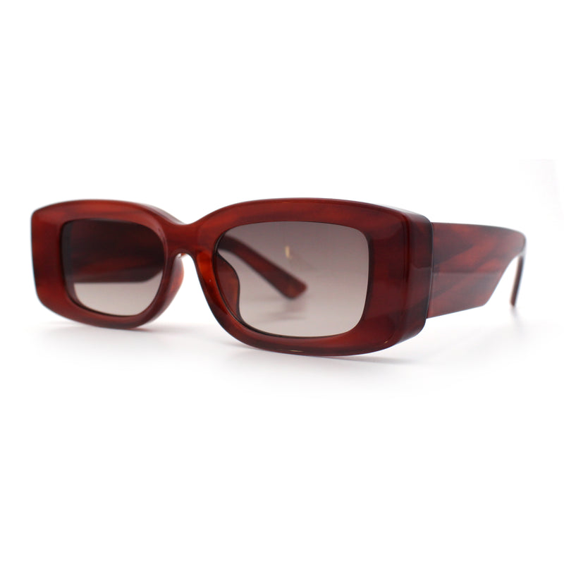 Womens Beveled Rectangle Mod Thick Plastic Fashion Sunglasses