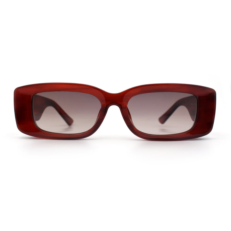 Womens Beveled Rectangle Mod Thick Plastic Fashion Sunglasses