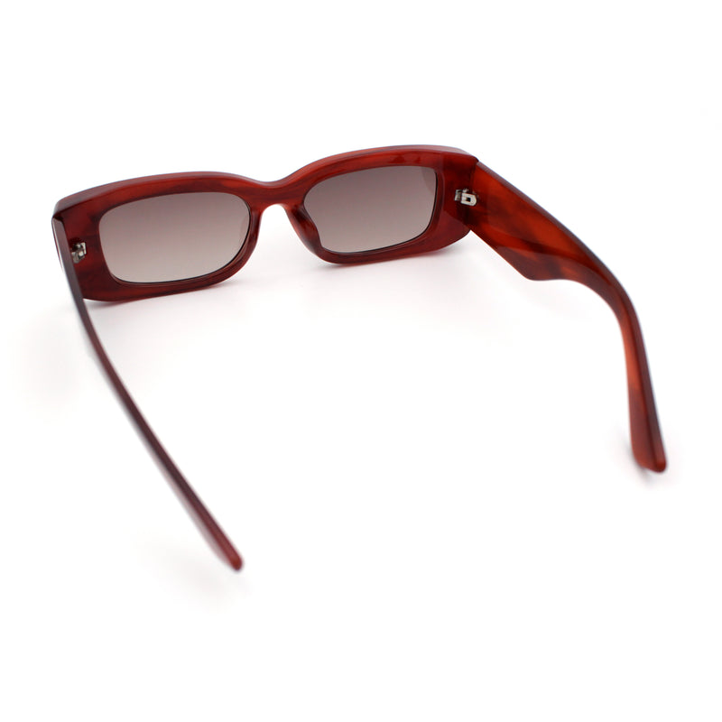Womens Beveled Rectangle Mod Thick Plastic Fashion Sunglasses