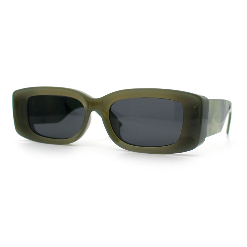 Womens Beveled Rectangle Mod Thick Plastic Fashion Sunglasses