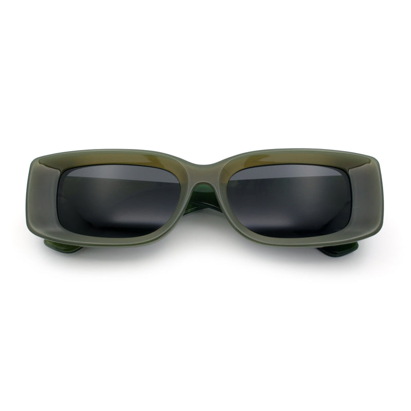 Womens Beveled Rectangle Mod Thick Plastic Fashion Sunglasses