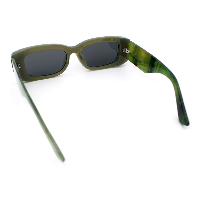 Womens Beveled Rectangle Mod Thick Plastic Fashion Sunglasses