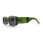 Womens Beveled Rectangle Mod Thick Plastic Fashion Sunglasses