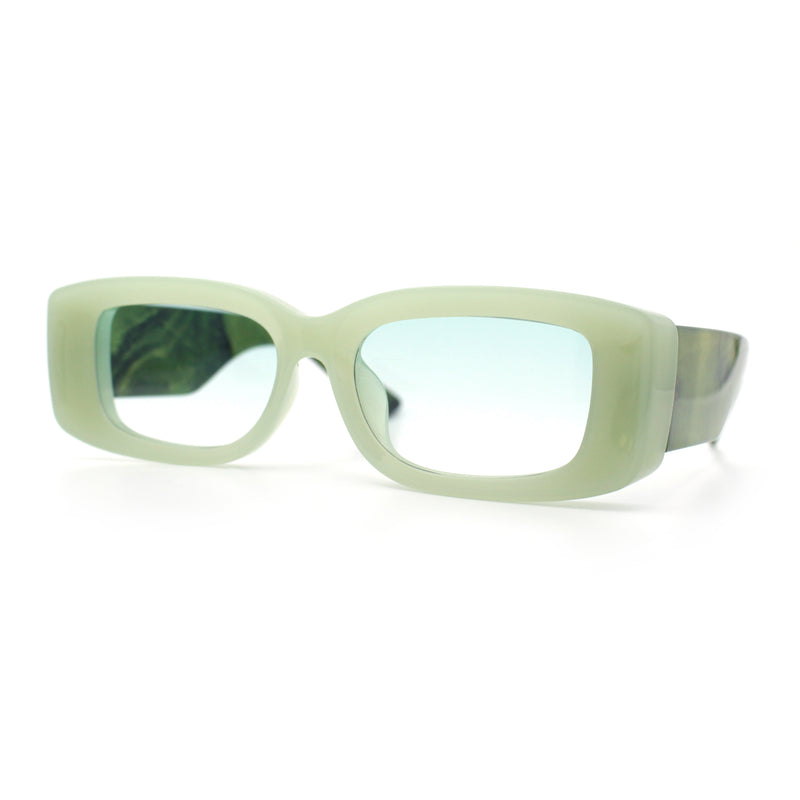 Womens Beveled Rectangle Mod Thick Plastic Fashion Sunglasses