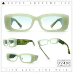 Womens Beveled Rectangle Mod Thick Plastic Fashion Sunglasses