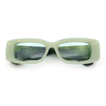 Womens Beveled Rectangle Mod Thick Plastic Fashion Sunglasses