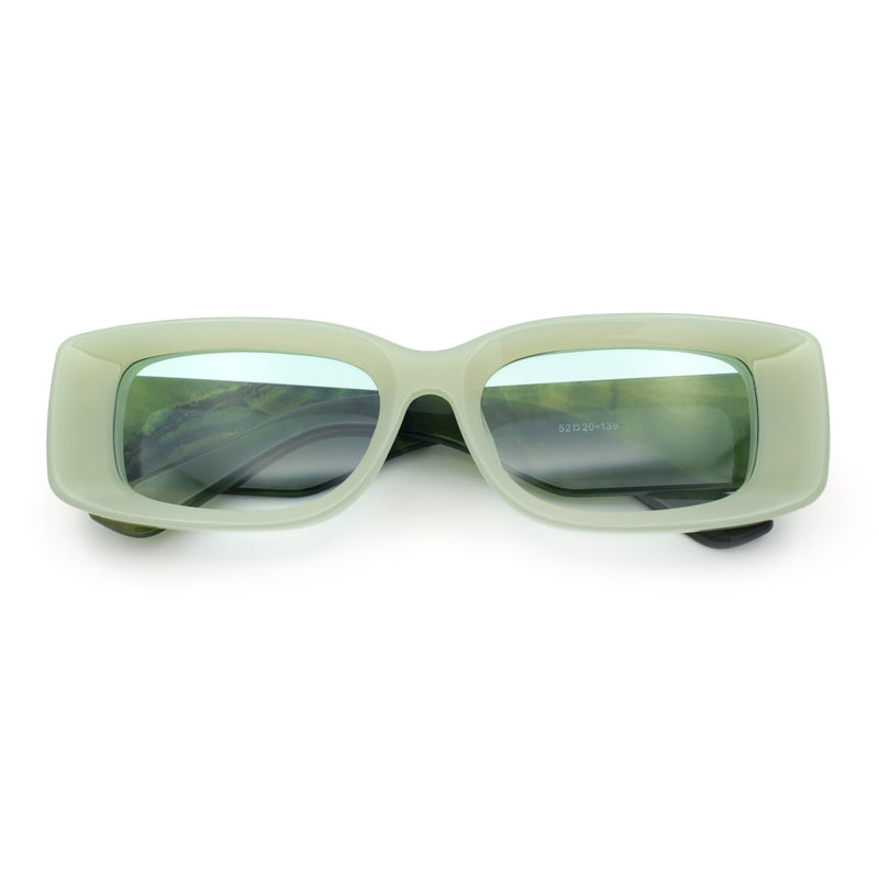 Womens Beveled Rectangle Mod Thick Plastic Fashion Sunglasses
