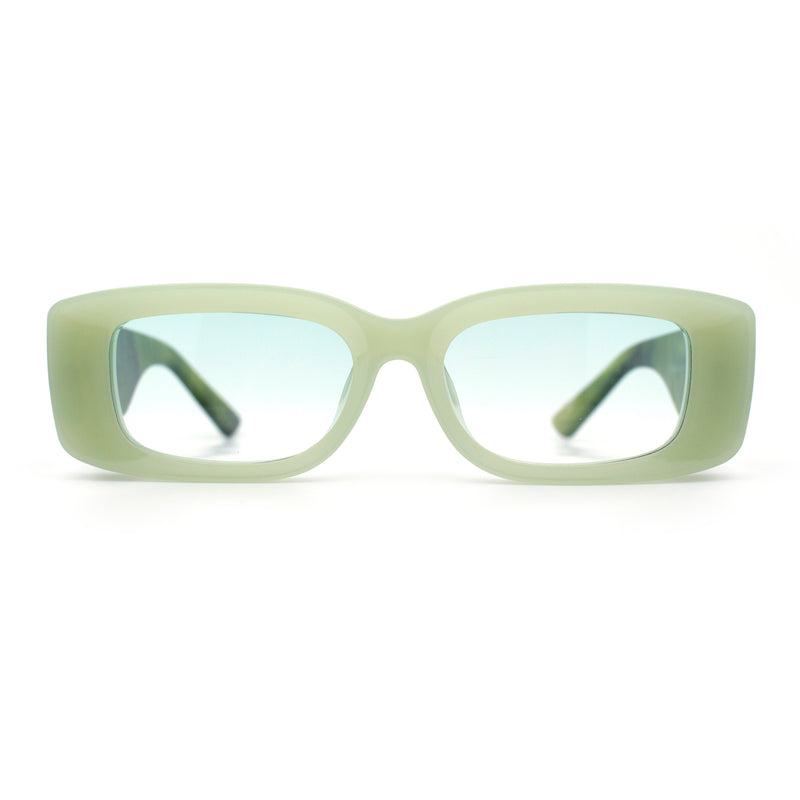 Womens Beveled Rectangle Mod Thick Plastic Fashion Sunglasses