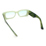 Womens Beveled Rectangle Mod Thick Plastic Fashion Sunglasses