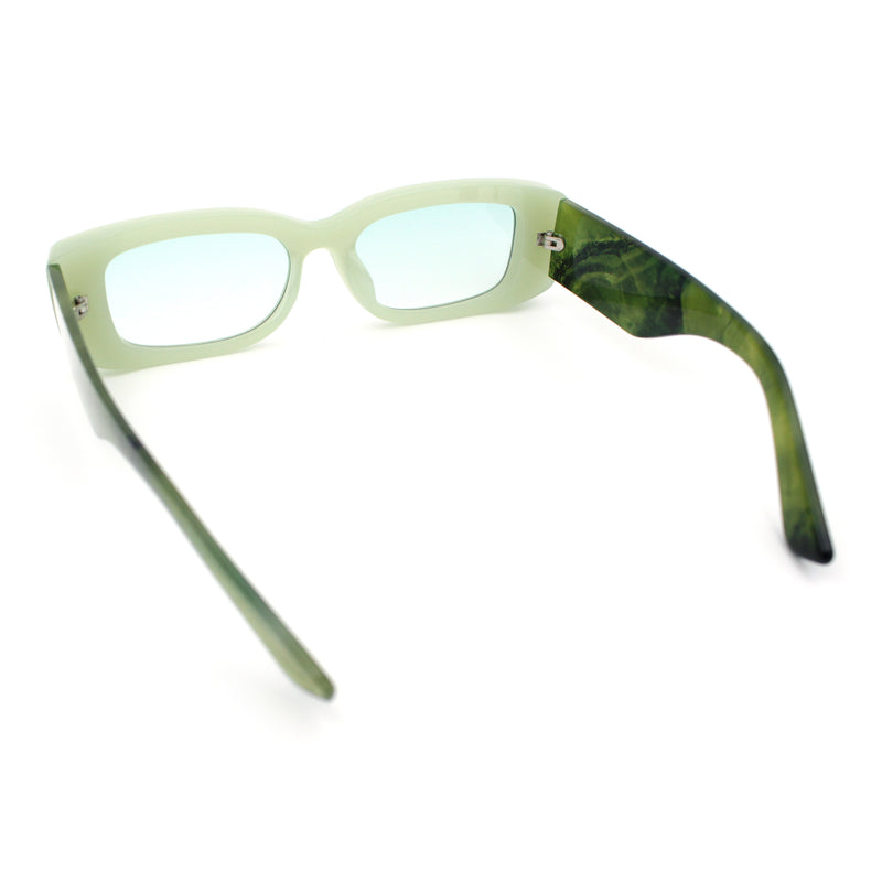 Womens Beveled Rectangle Mod Thick Plastic Fashion Sunglasses