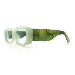 Womens Beveled Rectangle Mod Thick Plastic Fashion Sunglasses