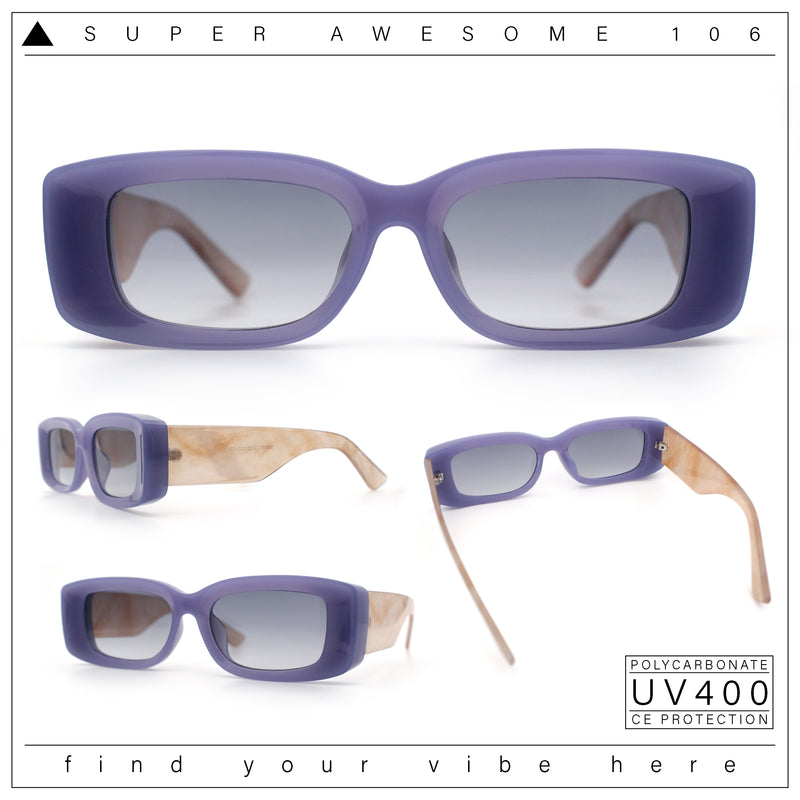 Womens Beveled Rectangle Mod Thick Plastic Fashion Sunglasses