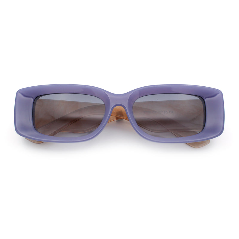 Womens Beveled Rectangle Mod Thick Plastic Fashion Sunglasses