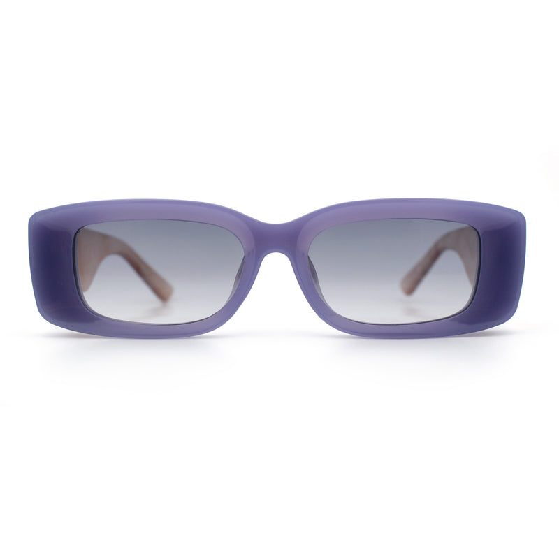 Womens Beveled Rectangle Mod Thick Plastic Fashion Sunglasses