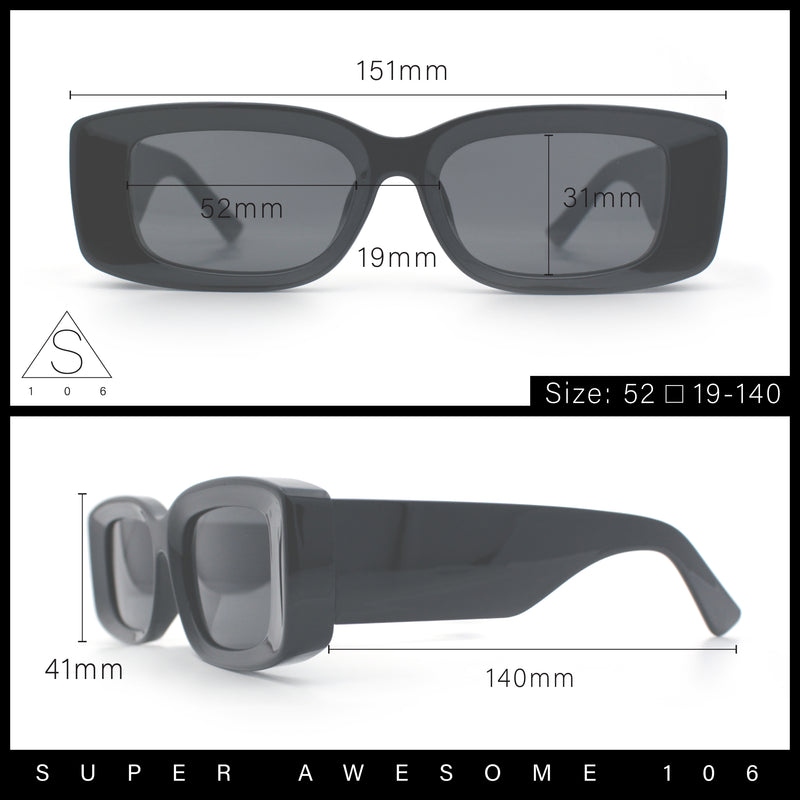 Womens Beveled Rectangle Mod Thick Plastic Fashion Sunglasses