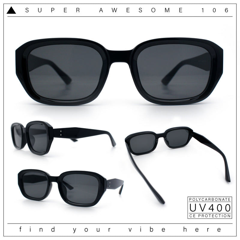 Womens Beveled Rectangle Mod Hipster Plastic Fashion Sunglasses