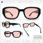 Womens Beveled Rectangle Mod Hipster Plastic Fashion Sunglasses
