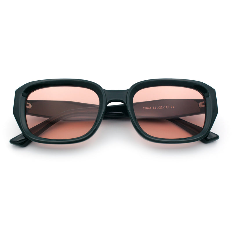 Womens Beveled Rectangle Mod Hipster Plastic Fashion Sunglasses