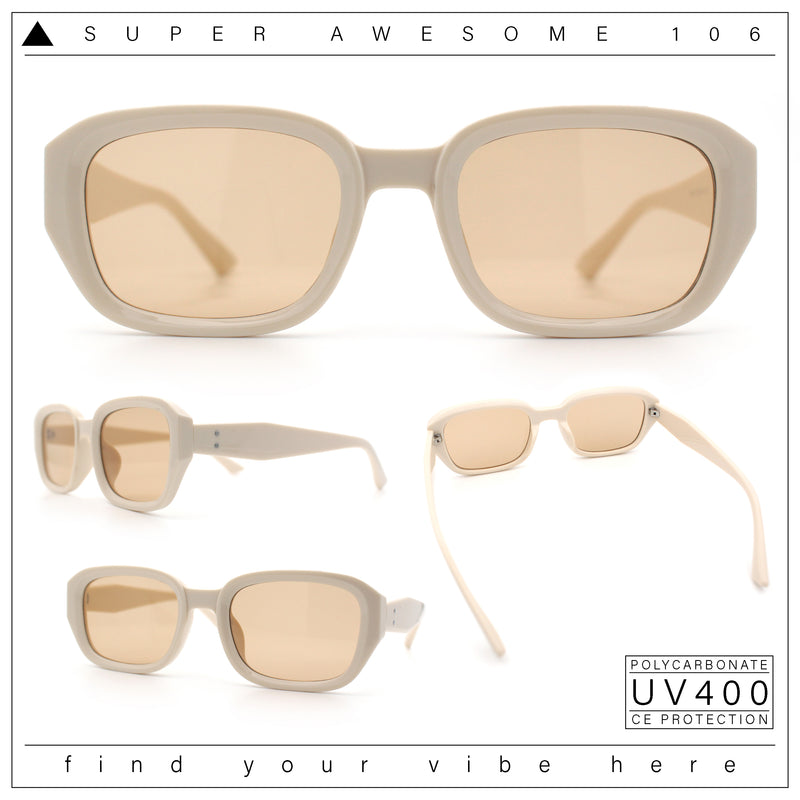 Womens Beveled Rectangle Mod Hipster Plastic Fashion Sunglasses