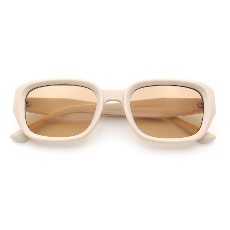Womens Beveled Rectangle Mod Hipster Plastic Fashion Sunglasses
