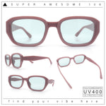 Womens Beveled Rectangle Mod Hipster Plastic Fashion Sunglasses