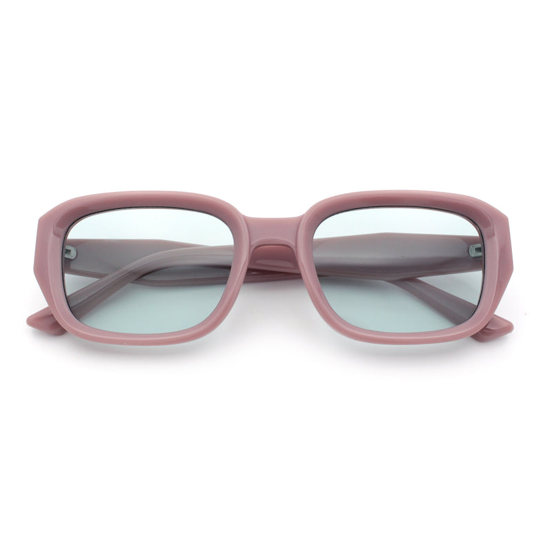 Womens Beveled Rectangle Mod Hipster Plastic Fashion Sunglasses