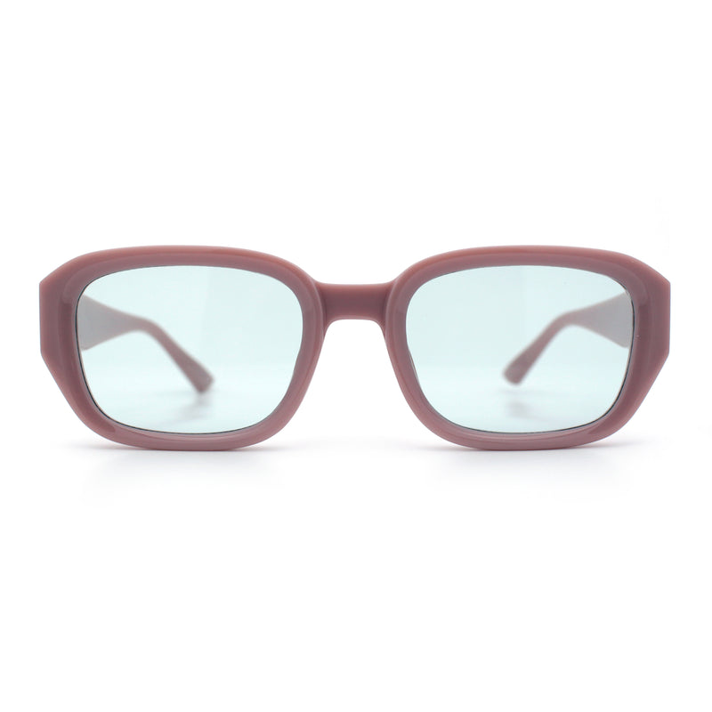 Womens Beveled Rectangle Mod Hipster Plastic Fashion Sunglasses