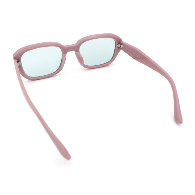 Womens Beveled Rectangle Mod Hipster Plastic Fashion Sunglasses
