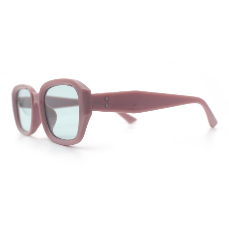 Womens Beveled Rectangle Mod Hipster Plastic Fashion Sunglasses