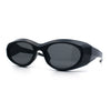 Oval Geometric Dimensional Diamond Cut Bevel Plastic Sport Sunglasses