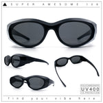 Oval Geometric Dimensional Diamond Cut Bevel Plastic Sport Sunglasses