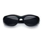 Oval Geometric Dimensional Diamond Cut Bevel Plastic Sport Sunglasses