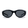 Oval Geometric Dimensional Diamond Cut Bevel Plastic Sport Sunglasses