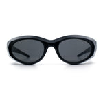 Oval Geometric Dimensional Diamond Cut Bevel Plastic Sport Sunglasses