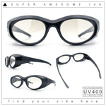 Oval Geometric Dimensional Diamond Cut Bevel Plastic Sport Sunglasses