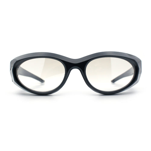 Oval Geometric Dimensional Diamond Cut Bevel Plastic Sport Sunglasses