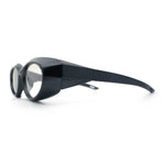 Oval Geometric Dimensional Diamond Cut Bevel Plastic Sport Sunglasses