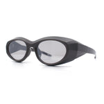 Oval Geometric Dimensional Diamond Cut Bevel Plastic Sport Sunglasses