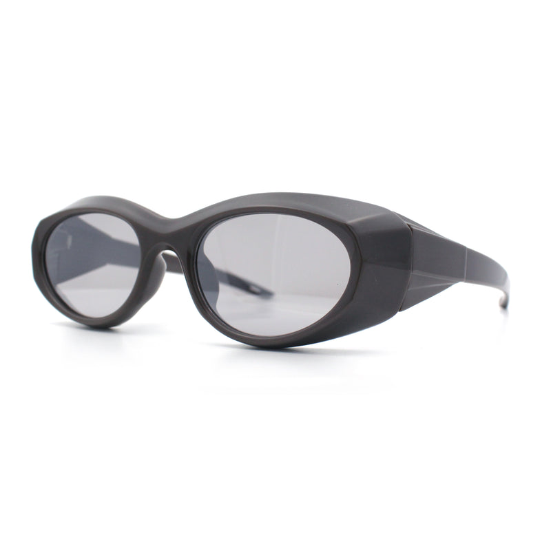 Oval Geometric Dimensional Diamond Cut Bevel Plastic Sport Sunglasses