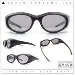 Oval Geometric Dimensional Diamond Cut Bevel Plastic Sport Sunglasses