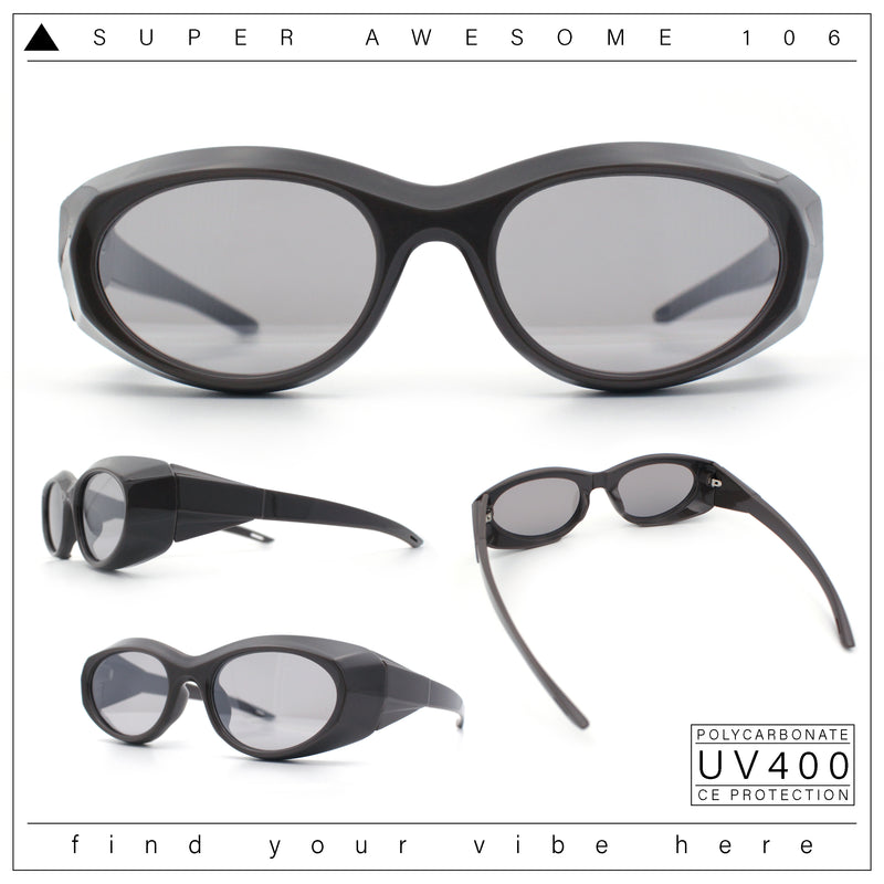 Oval Geometric Dimensional Diamond Cut Bevel Plastic Sport Sunglasses