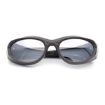 Oval Geometric Dimensional Diamond Cut Bevel Plastic Sport Sunglasses