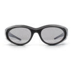 Oval Geometric Dimensional Diamond Cut Bevel Plastic Sport Sunglasses