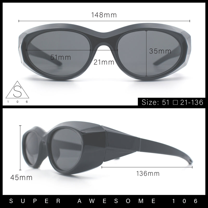 Oval Geometric Dimensional Diamond Cut Bevel Plastic Sport Sunglasses