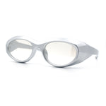 Oval Geometric Dimensional Diamond Cut Bevel Plastic Sport Sunglasses