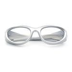 Oval Geometric Dimensional Diamond Cut Bevel Plastic Sport Sunglasses