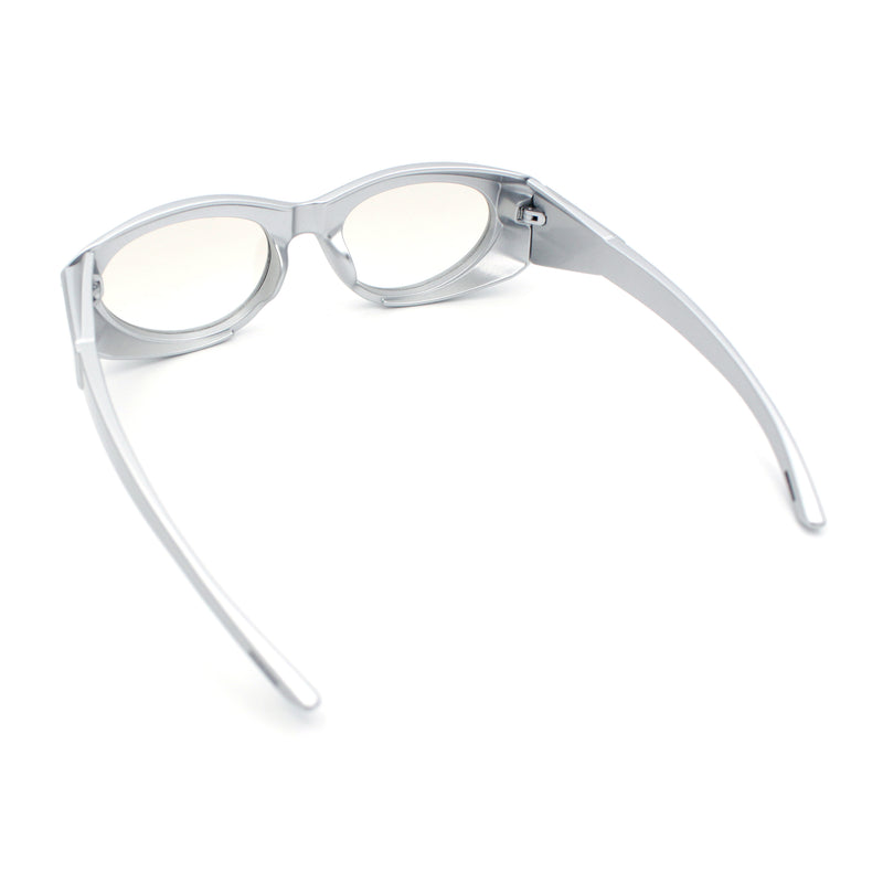 Oval Geometric Dimensional Diamond Cut Bevel Plastic Sport Sunglasses