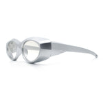 Oval Geometric Dimensional Diamond Cut Bevel Plastic Sport Sunglasses